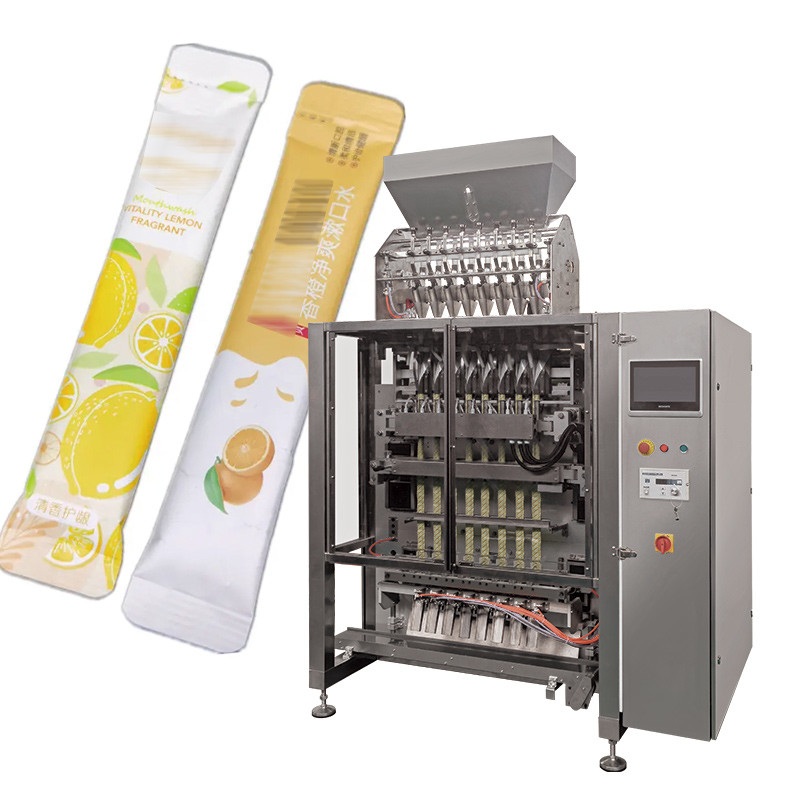 Multiline VFFS 4/6/8/10 Lanes Milk Mix 3 In 1 Instant Coffee Sugar Powder Filling Automatic Stick Packing Machine