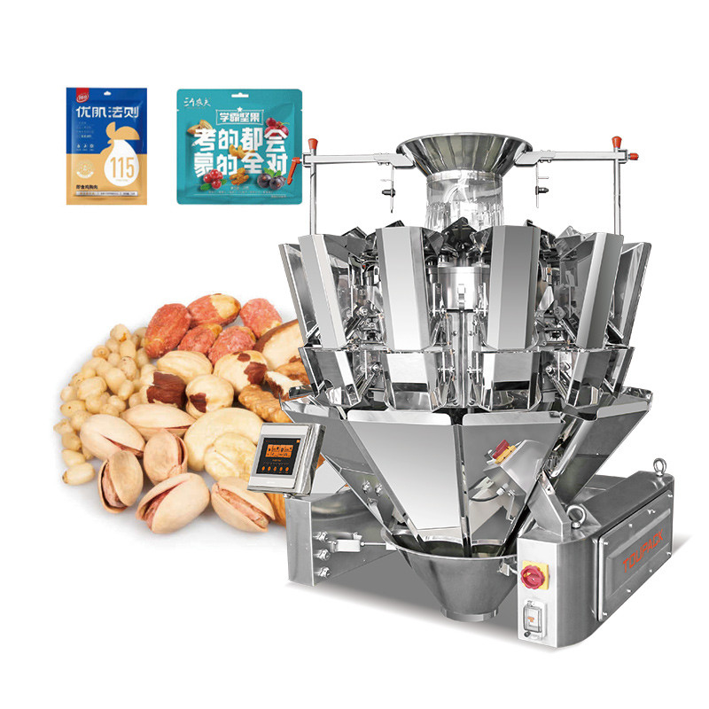 Macchina di imballaggio per biscotti a testa multipla, pesatrice di granuli, macchina di imballaggio secondaria, macchina di riempimento e imballaggio di alimenti per animali domestici