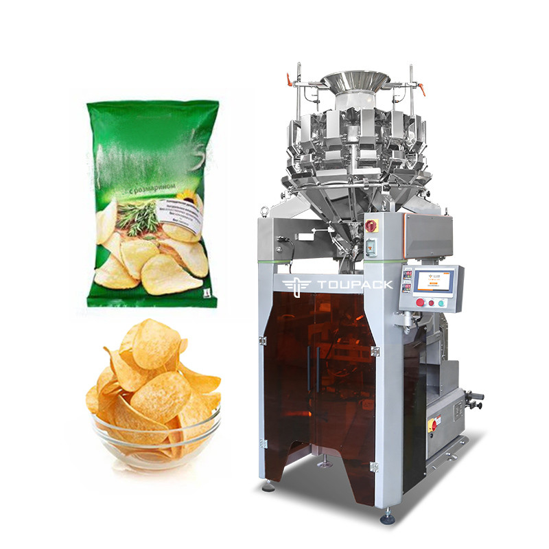 Macchina di confezionamento verticale automatico di patatine fritte snack Alta velocità 120BPM Intelligente pesatura e confezionamento