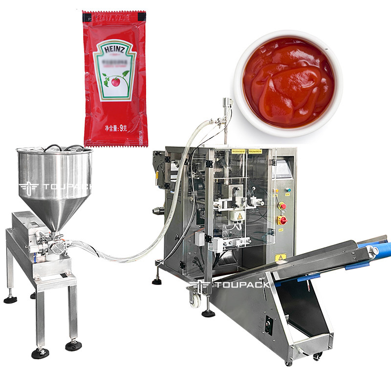 Sacchetti automatici a tripla sigillatura Sacchetto cuscino Salsa di miele Burro di arachidi Insalate Condimento Ketchup Pack Paste Macchine