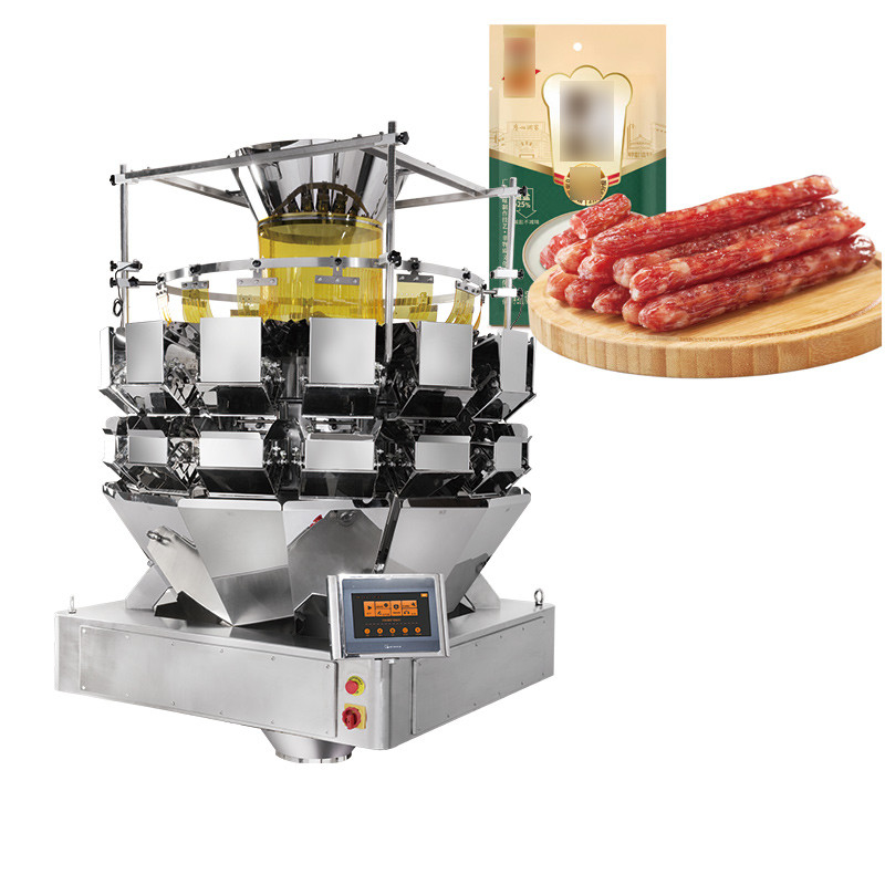 Francoforte Salsiccia Multihead cintura alimentatore combinazione pesatore hot dog al forno cintura salsiccia pesatore macchina di imballaggio