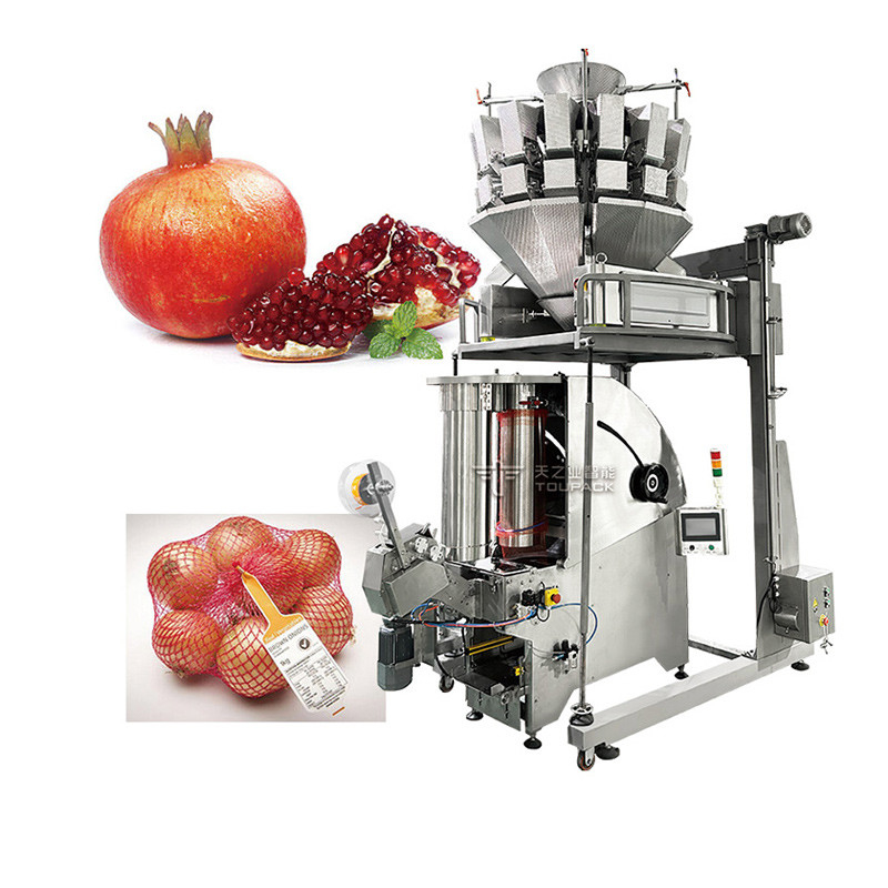 10 Testa Pesatrice multi-testa Macchina di imballaggio con sacchetto a maglia di patate con etichetta Tag frutta Combinazione linea di produzione pesatrice