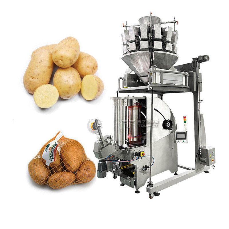 10 Testa Multihead Pesatrice di Patate Borsa a maglia di cipolla Macchine di imballaggio Combinazione di frutta Pesatrice di linea di produzione