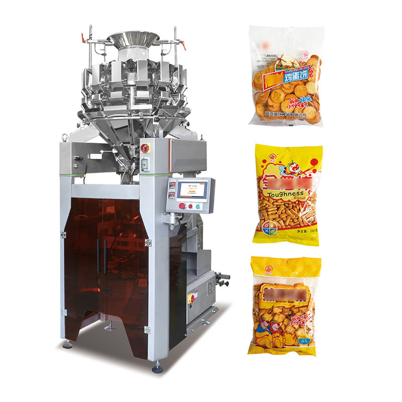 Automatica multi testa pesatrice snack cibo Vffs azoto imballaggio macchina con metal detector