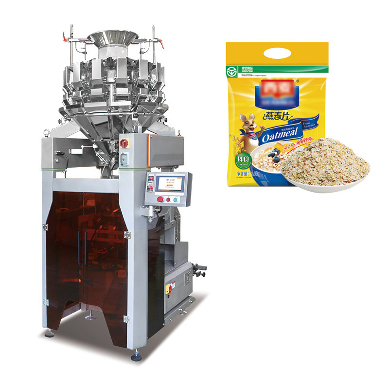 Automatica multi testa pesatrice snack cibo Vffs azoto imballaggio macchina con metal detector