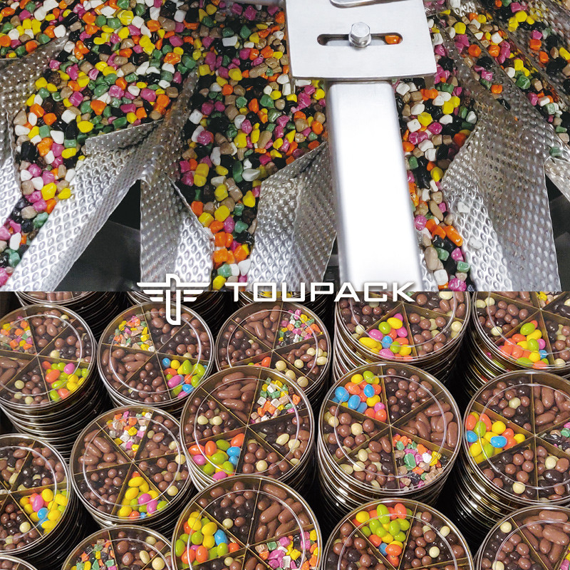 Macchina automatica di riempimento di bottiglie di cioccolato a granuli di plastica mista