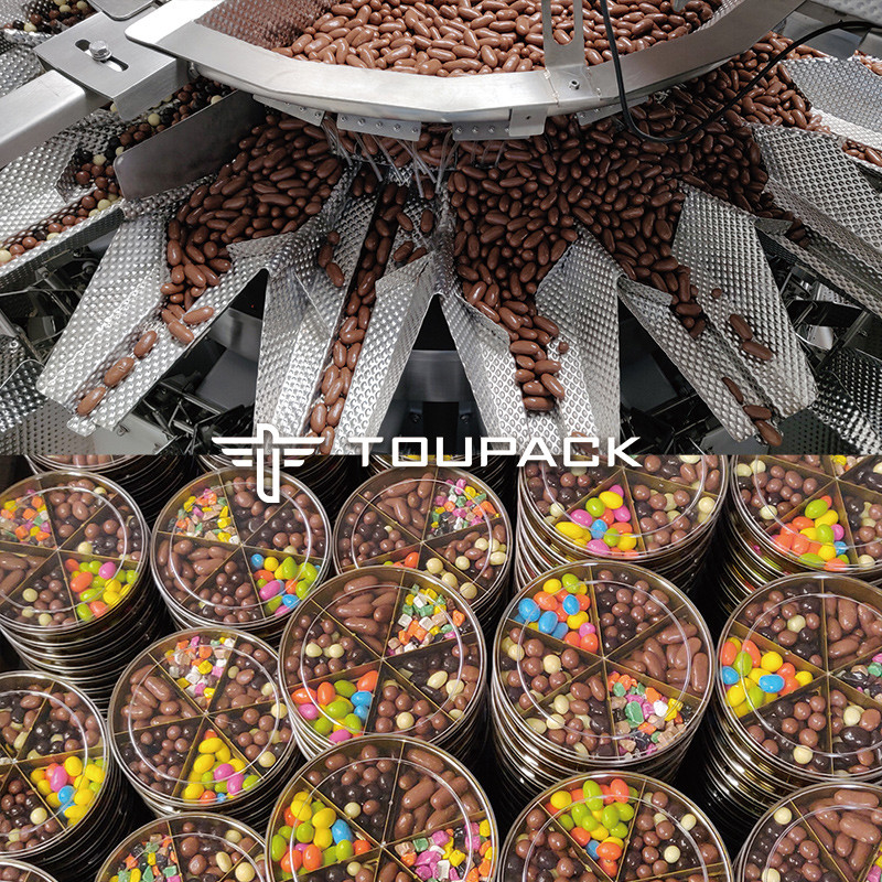 Macchina automatica di riempimento di bottiglie di cioccolato a granuli di plastica mista