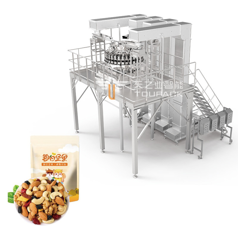 Auto Stand Up Pocket Doypack Pesatura Imballaggio Granula Noci di arachidi Cashew Multihead Pesatrice riempimento macchina