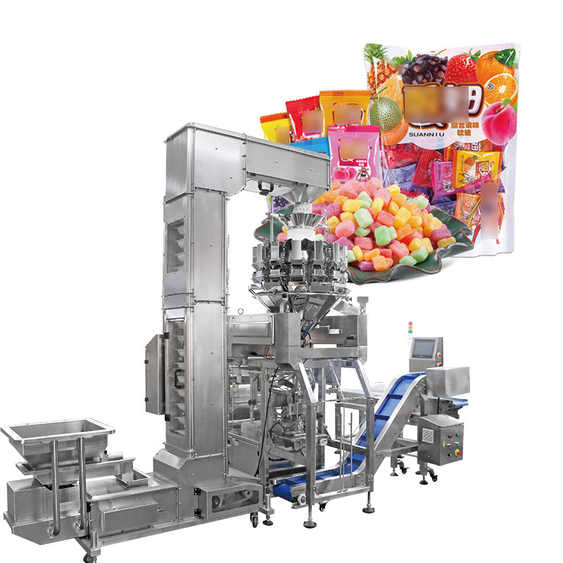Pieno automatico ad alta velocità azoto forma verticale riempire sigillo sacchetto snack cibo pesare polpette cibo pellet imballaggio macchina