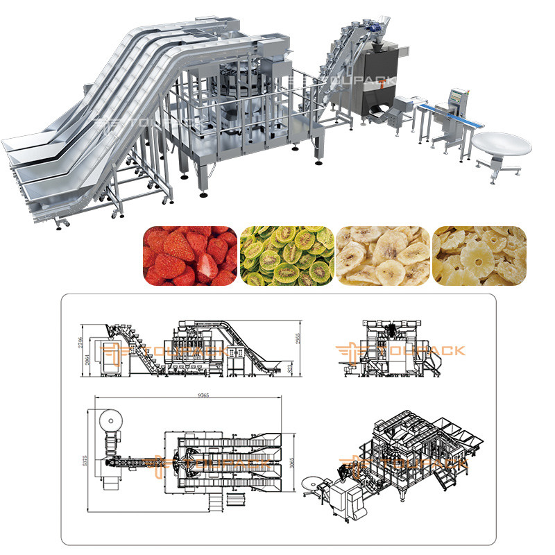 Fabbricazione di legumi secchi croccanti Multihead Weigher Freeze Fabbricazione di frutta frutta fredda Mango Mangiato Mangiare fragole