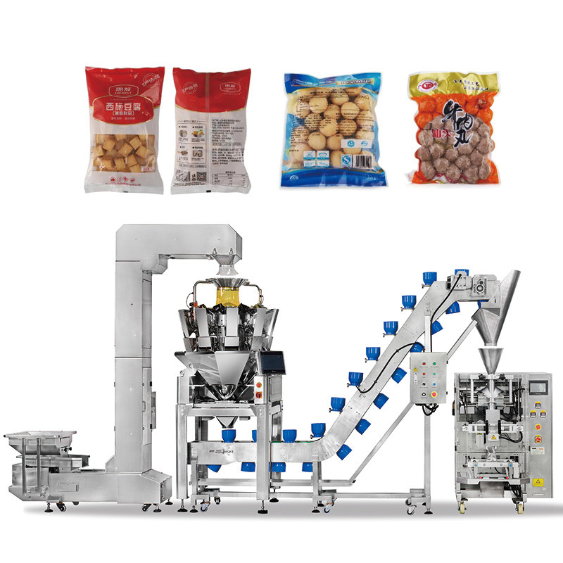 Macchina automatica per l'insacchettamento di popcorn di pollo multifunzione a forma irregolare, busta stand-up, doypack per carne di maiale congelata