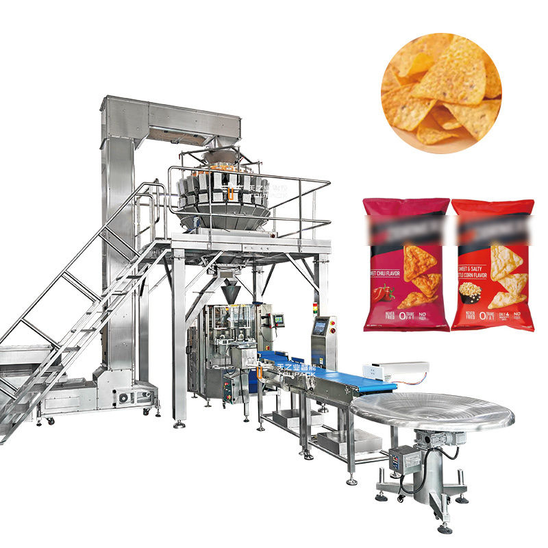 Pesatrici industriali multi-testa attrezzature di imballaggio popcorn snack biscotti di zucchero biscotti di caffè biscotto sigillamento sacchetto di plastica linea di imballaggio