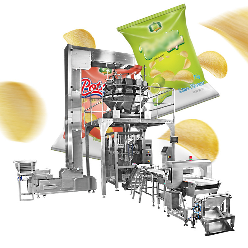 Macchina di imballaggio verticale completamente automatica Macchina di riempimento di sacchetti di pasta Macchina di imballaggio multi-testa per pasta cruda Fusilli