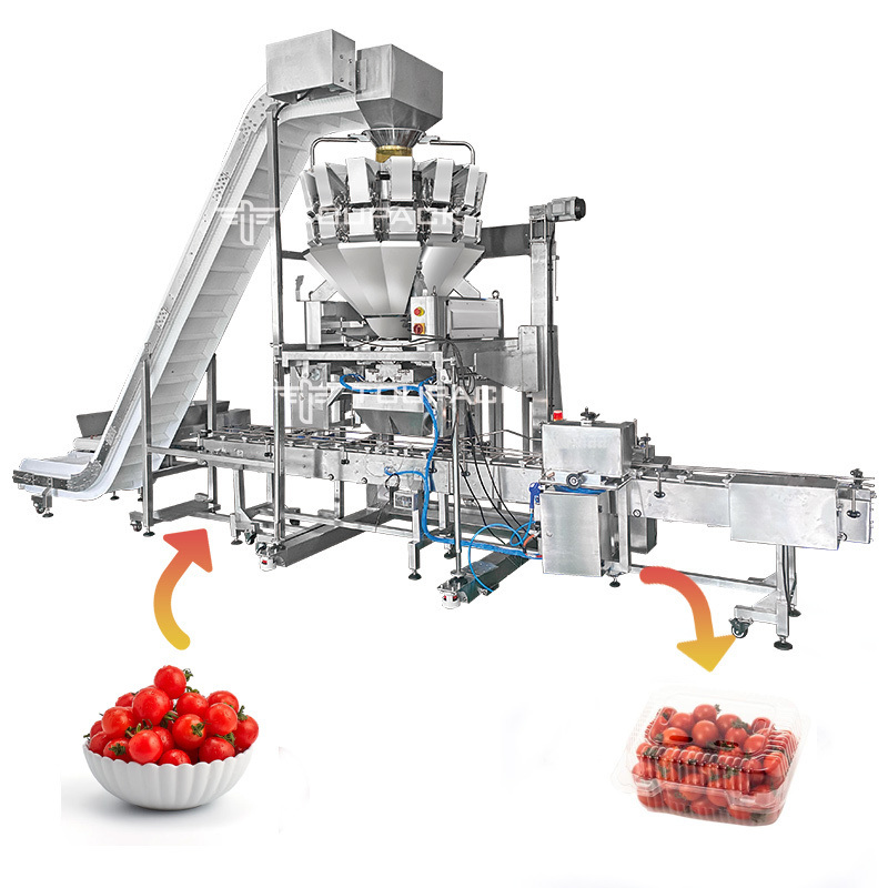 Macchinari automatici ad alta velocità per l'imballaggio di insalata a sacchetto per 14 teste Macchine per l'imballaggio di frutta secca più pesante