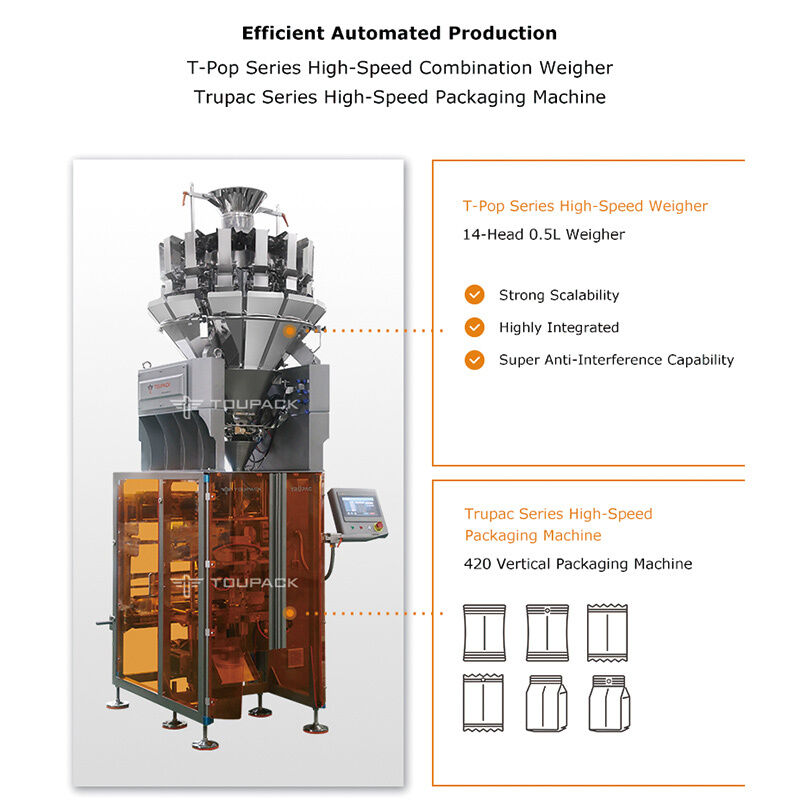 High Speed Automatic Weighing Packing Machine For Snacks Nuts Granules 5-200g With Digital Sensor 20-200 Bags/Min Food Packaging Solution