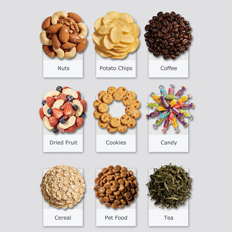 Macchina automatica per la pesatura e il confezionamento di snack per patatine, noci, caramelle, granuli 5-200g Linea di confezionamento con sensore digitale ad alta velocità