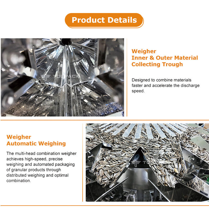 Macchina automatica per il confezionamento e pesatura di sacchetti a cuscino per snack, frutta secca, granuli 5-200g, attrezzatura per imballaggio alimentare ad alta velocità