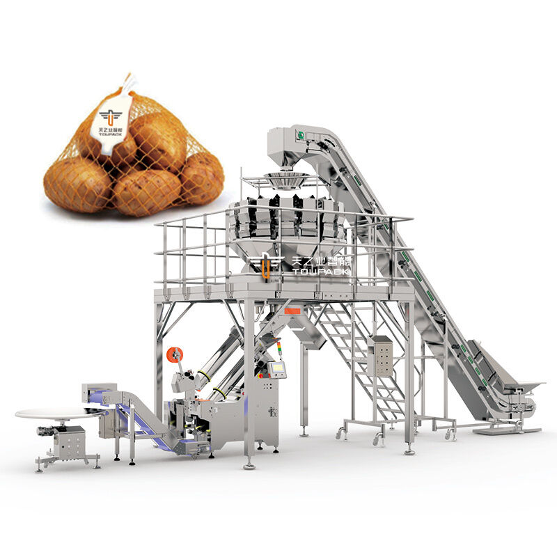 Macchina automatica di taglio della rete Macchina di imballaggio della borsa a maglia per cipolle Patate Agrumi Frutti Avocado Mele Kiwi Pomodori e prodotti freschi