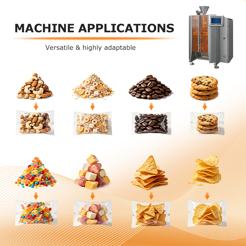 Macchina di imballaggio verticale ad alta velocità con pesatrice multi-testa per snack, patatine, noci e sacchetti per animali domestici