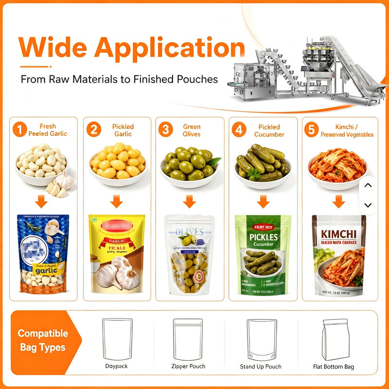 Macchina confezionatrice automatica Doypack per buste stand up per snack alle mandorle, arachidi e anacardi