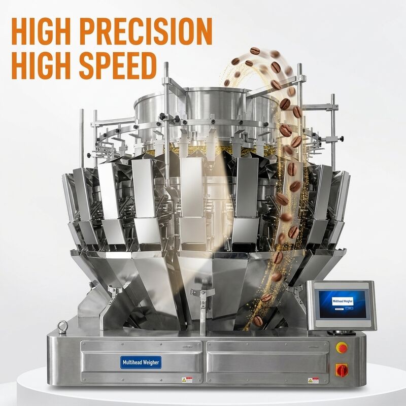 Sistema di confezionamento dei chicchi di caffè con pesatrice multitesta a 24 teste per un imballaggio accurato ad alta velocità