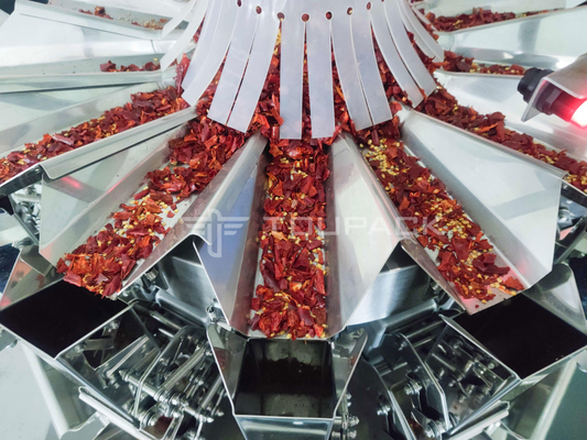 borsa verticale asciutta del grano della macchina imballatrice del peperone 50g con il pesatore 120BPM di Multihead