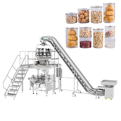 Imbottigliatrice di plastica del dado dello spuntino della frutta secca con il trasportatore propenso del pesatore di Multihead