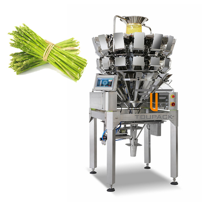 PLC Automatic Weighing Packaging Machine Prodotti a strisce lunga Asparagi 14 teste Pesatrice multi-testa