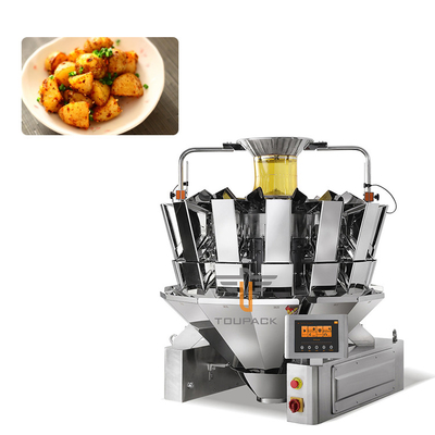Peso di patate piccanti in cubetti, confezionatore automatico, a 14 teste