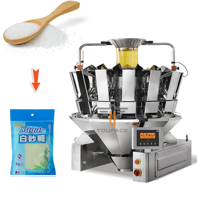 Macchina di imballaggio automatico prefatto con sacchetto di cerniera con sacchetto in piedi con granuli di zucchero, sale, riso e cereali