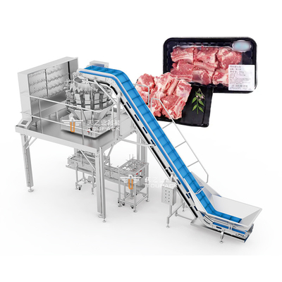 Ribeye Steaks Multihead Screw Weigher Equipaggiamento di imballaggio per scatole di plastica