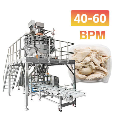 All-in-one Automatic Tray Denesting & Filling Line con visello multihead pesante ad alta precisione per la carne appiccicosa