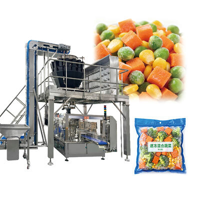 Confezionatrice per verdure congelate con pesatrice multitesta per fabbriche di trasformazione alimentare