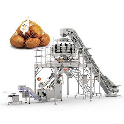 Macchina automatica di taglio della rete Macchina di imballaggio della borsa a maglia per cipolle Patate Agrumi Frutti Avocado Mele Kiwi Pomodori e prodotti freschi