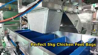 Linea automatica di pesatura e confezionamento per zampe di pollo (sacchi da 5 kg)