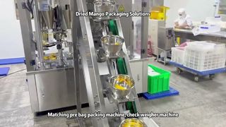 Il confezionamento del mango essiccato è reso semplice grazie alla pesatrice multitesta semiautomatica
